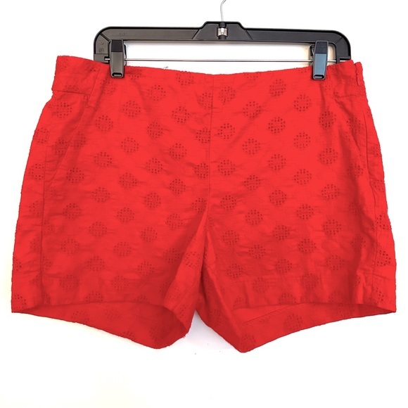 Banana Republic Red Eyelet Shorts Size 10 - Picture 1 of 8